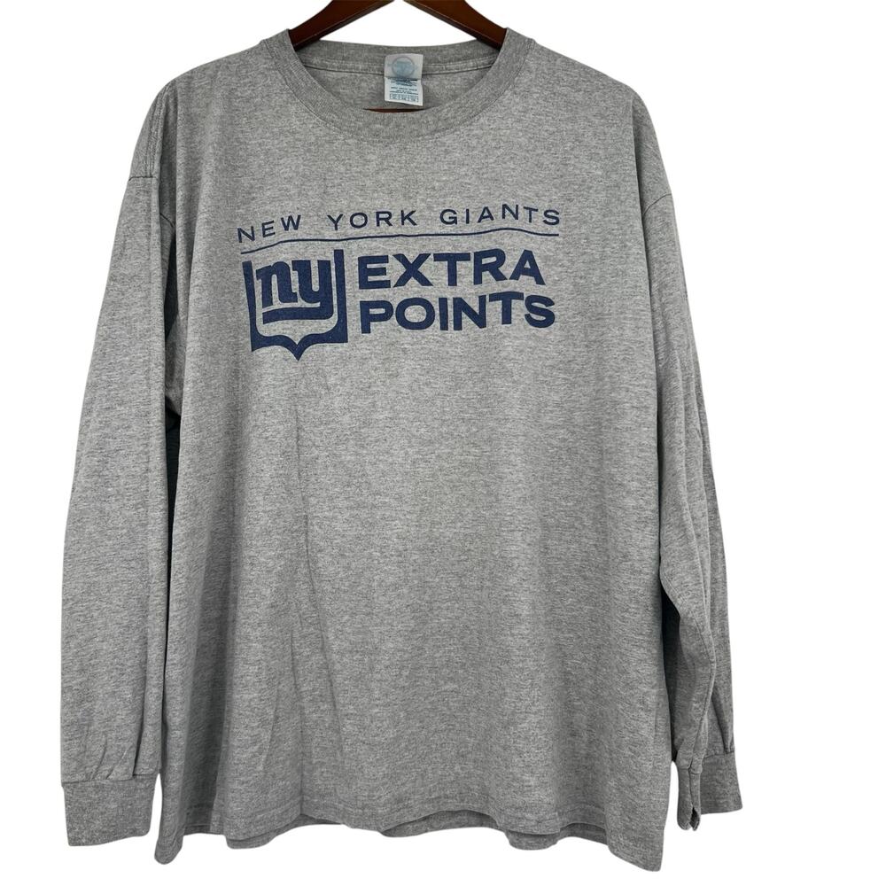 Delta men's long sleeve New York Giants NY extra points gray t-shirt NFL size XL
